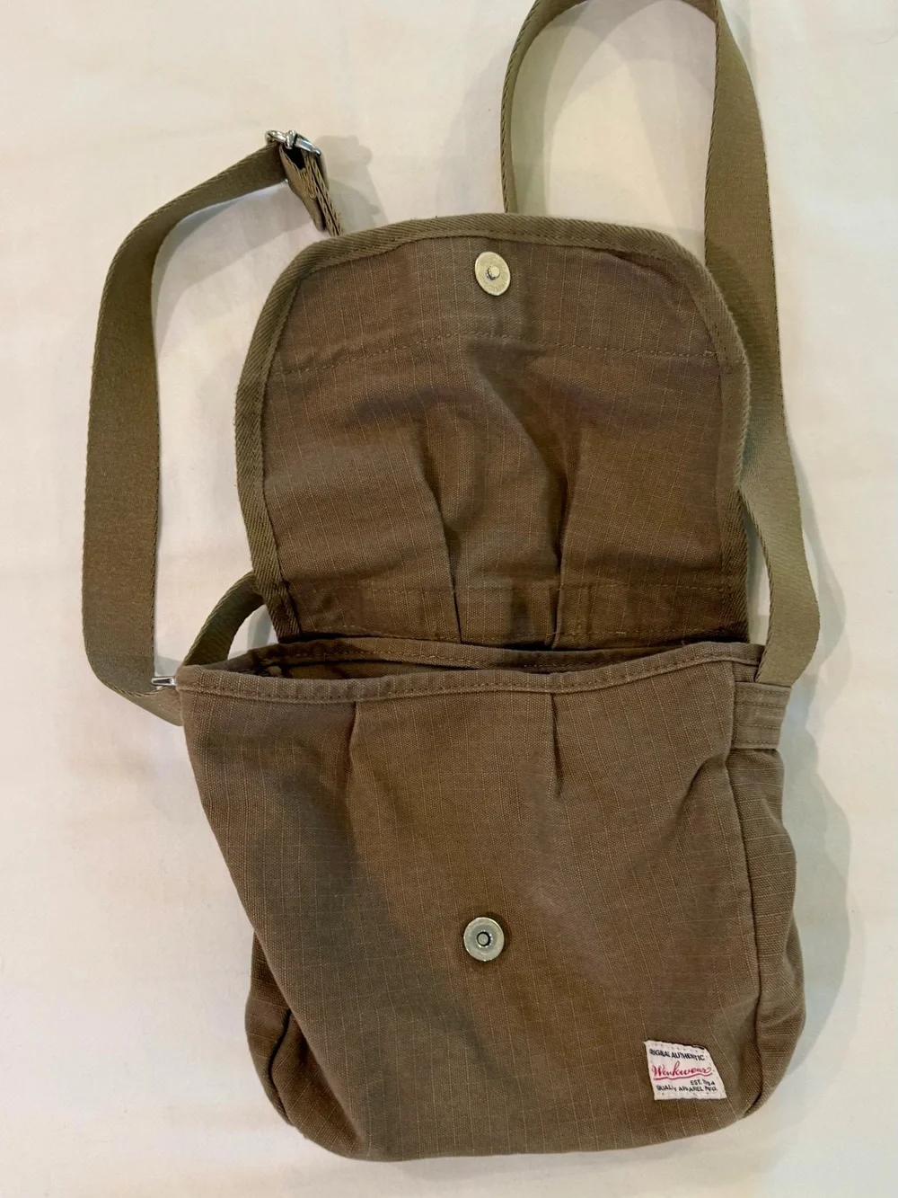 Men's Workwear Olive Brown Canvas Messenger Bag with Front Flap